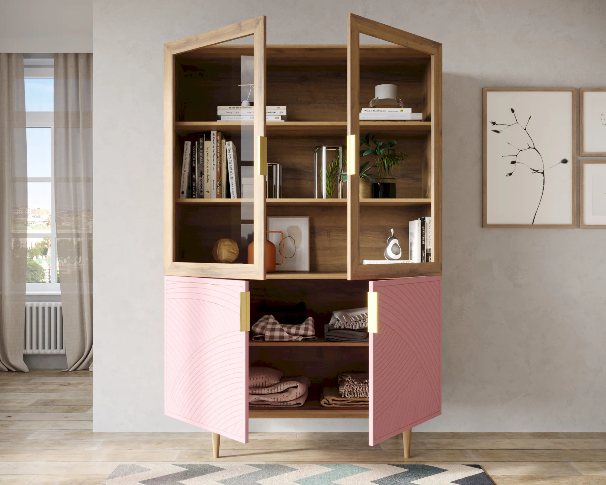 купить Буфет с двумя дверками "Лайн (Line)" LN11/GR1/pink