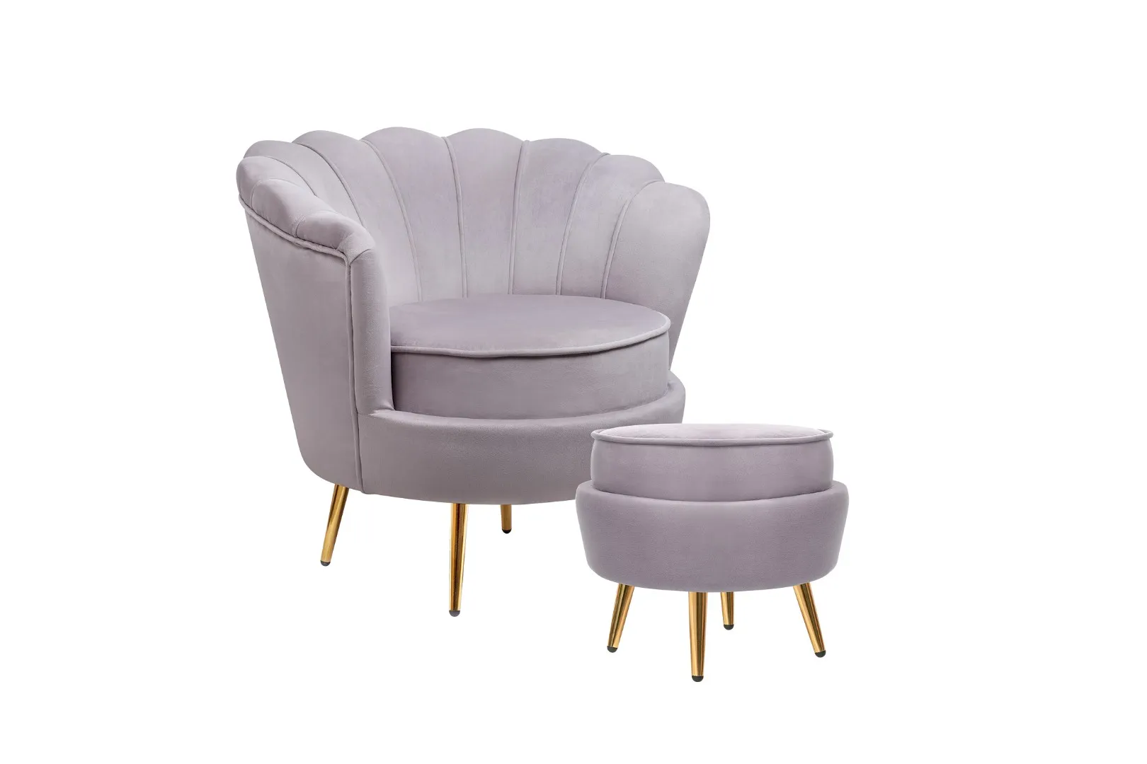 купить Кресло с пуфом ракушка Pearl Grey в Екатеринбурге