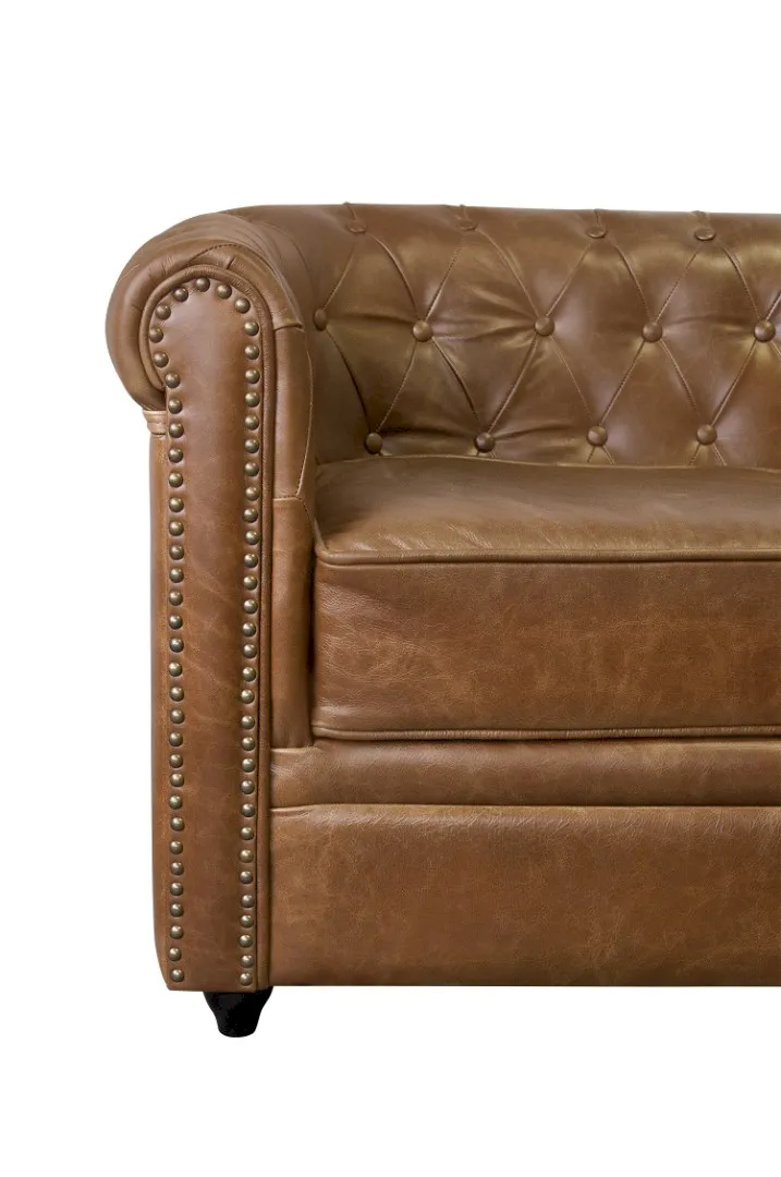 Кожаный диван лофт Karo Brown leather 3S в интерьере в Екатеринбурге