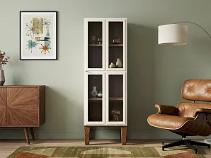 купить красивый Шкаф-витрина "Андерсен (Andersen)" с рифлеными стеклами арт AN14WH