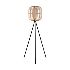 заказать стильные 43219 Торшер BORDESLEY c ножн. выкл., 1x28W (E27), ?350, H1390, сталь, черный/дерево, натуральный