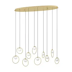 купить стильные 390347 Люстра диммируемая PORTOCOLOM, 10X3W (LED), 3000K, 3500lm, L1160, B260, H1500, сталь, латунь, золотой/матовое опаловое стекло, белый