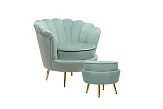 Кресло с пуфом ракушка Pearl Green №1 в Екатеринбурге