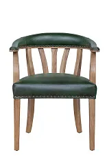 Мягкий стул с подлокотниками Tanner Green Leather в интернет-магазине