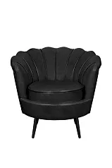 Низкое кресло ракушка Pearl Black V2 на черных ножках в интерьере