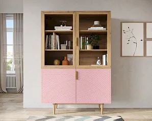 Буфет с двумя дверками "Лайн (Line)" LN11/GR1/pink на заказ