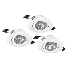 900745 Комплект встраиваемых диммируемых светильников SALICETO, 3X6W (LED), 2700K, 1350lm, ?88, алюминий, белый / стекло, прозрачный, белый на заказ