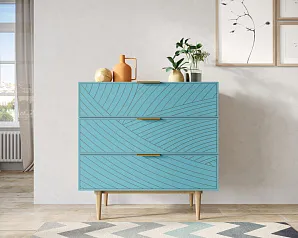 фото Комод с тремя ящиками "Лайн (Line)" LN12/GR1/blue в интерьере