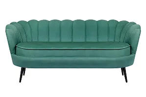 стильный Диван ракушка для гостиниц Pearl Triple Green V2 на черных ножках на заказ