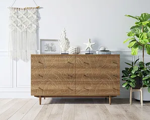 Комод "Boho" 6 ящиков джангл арт BH08 в интерьере