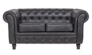 красивый Диван из черной кожи Chesterfield Black Leather 2S в интернет-магазине