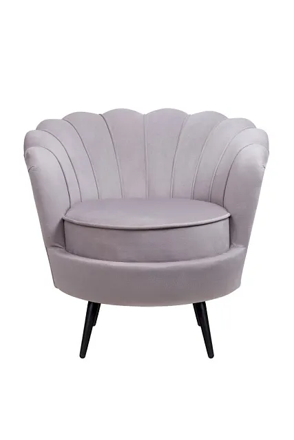 Низкое кресло ракушка Pearl Grey на черных ножках в Екатеринбурге Низкое кресло ракушка Pearl Grey на черных ножках