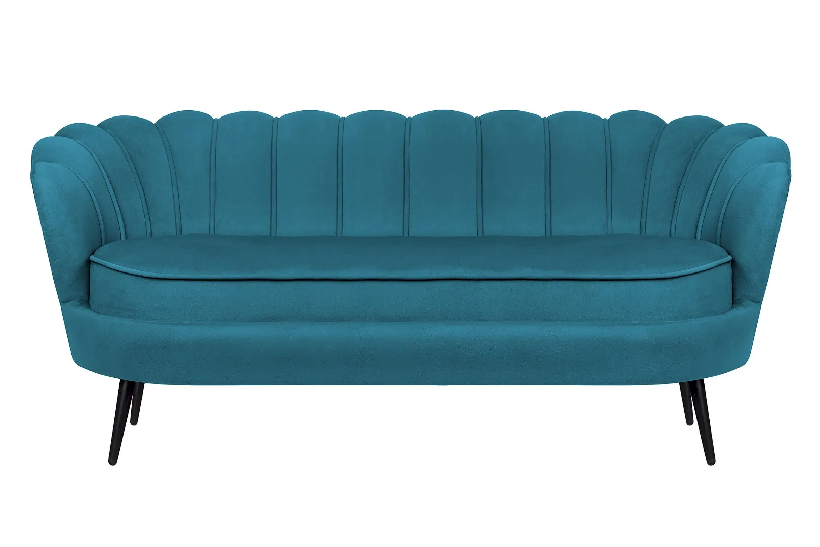 стильный Диван для гостиниц Pearl Triple Marine Velvet на черных ножках