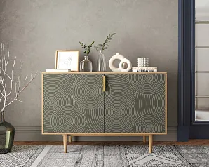 красивый Комод с двумя дверками "Лайн (Line)" R18/browngrey в интернет-магазине