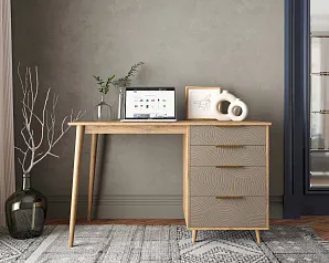 Стол рабочий "Лайн (Line)" одной тумбой R23/beige на заказ в интернет-магазине