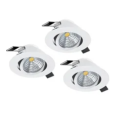 фото 33391 Комплект встраиваемых диммируемых светильников SALICETO, 3X6W (LED), 4000K, 1350lm, ?88, алюминий, белый / стекло, прозрачный, белый в интерьере