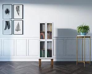 Шкаф-витрина "Андерсен (Andersen)" с рифлеными стеклами арт AN14WH в интерьере