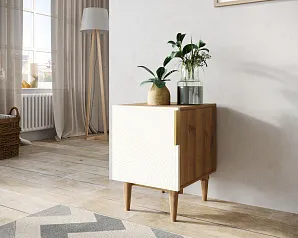 Тумбочка с дверкой "Лайн (Line)" LN08/GR1/beige в интерьере