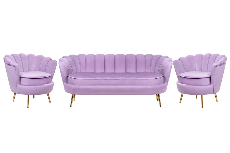 Комплект кресел и дивана ракушка Pearl Triple Purple в Екатеринбурге Комплект кресел и дивана ракушка Pearl Triple Purple