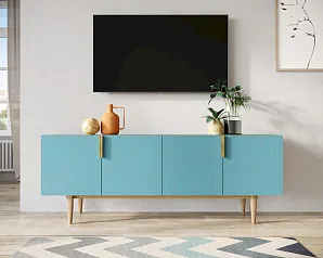 купить стильный Комод под TV с четыремя дверками "Лайн (Line)" LN06/GR1/blue
