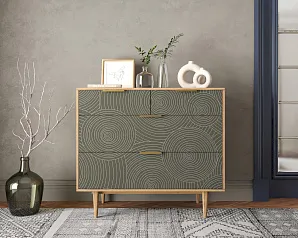 красивый Комод с четыремя ящиками "Лайн (Line)" R22/browngrey