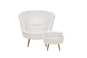 купить красивое Кресло с пуфом ракушка Pearl Beige