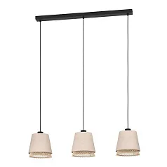 43976 Люстра TABLEY, 3X40W (E27), L890, B190, H1100, сталь, черный / текстиль, дерево, коричневый на заказ