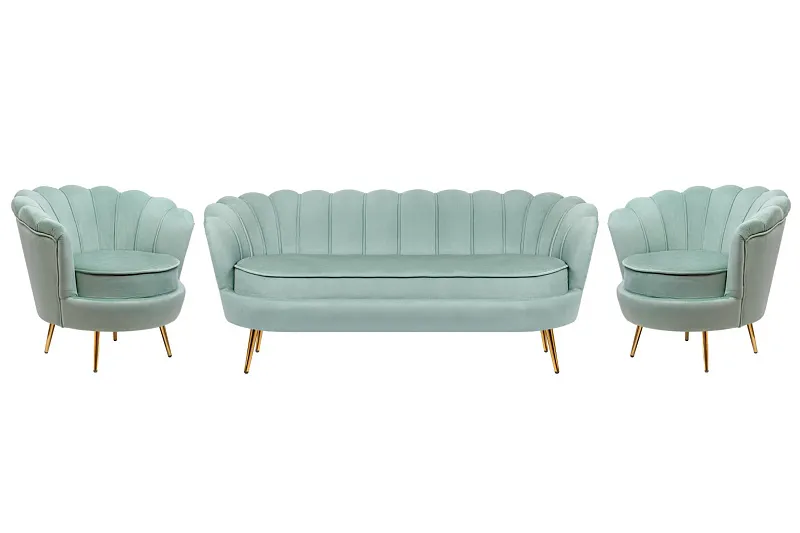 Комплект кресел и дивана ракушка Pearl Triple Green в Екатеринбурге Комплект кресел и дивана ракушка Pearl Triple Green