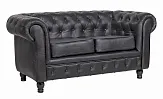 Диван из черной кожи Chesterfield Black Leather 2S №1 в Екатеринбурге
