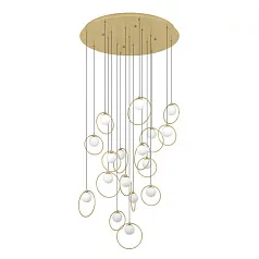 390346 Люстра диммируемая PORTOCOLOM, 17X3W (LED), 3000K, 5950lm, ?780, сталь, латунь, золотой/матовое опаловое стекло, белый в интерьере