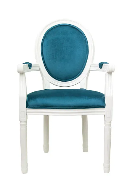 Мягкий стул с подлокотниками Volker Arm Blue and White в Екатеринбурге
