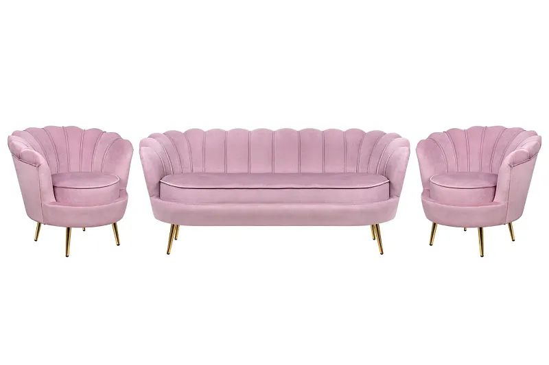 Комплект кресел и дивана ракушка Pearl Triple Pink
