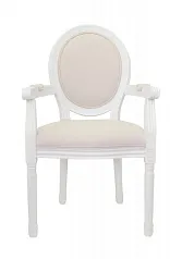 фото Мягкий стул с подлокотниками Volker Arm Beige and White в интерьере