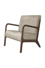 стильное Низкое кресло с деревянными подлокотниками Mody Taupe коричневое