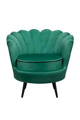 красивое Низкое кресло ракушка Pearl Green V2 на черных ножках на заказ