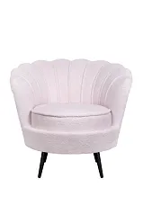 купить красивое Низкое кресло ракушка Pearl Pink Boucle на черных ножках в интернет-магазине