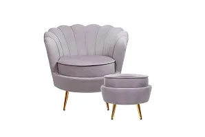 стильное Кресло с пуфом ракушка Pearl Grey