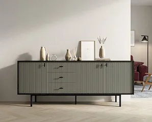 купить Комод с тремя дверками и тремя ящиками "Эмерсон (Emerson)" арт EM07/gray/L в интернет-магазине