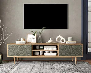Комод "Лайн (Line)" с нишей низкий под TV R27/browngrey на заказ