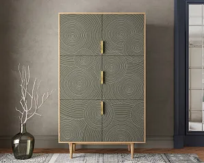купить красивый Большой комод с шестью дверками "Лайн (Line)" R20/browngrey