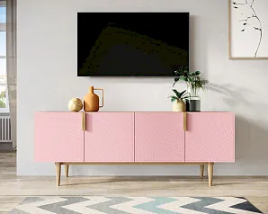 купить красивый Комод под TV с четыремя дверками "Лайн (Line)" LN06/GR1/pink в интернет-магазине