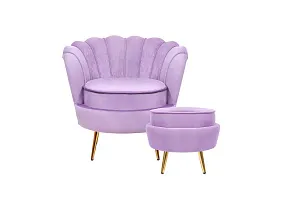 красивое Кресло с пуфом ракушка Pearl Purple на заказ