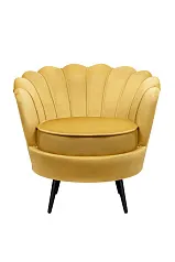 купить Низкое кресло ракушка Pearl Yellow на черных ножках в интернет-магазине