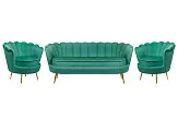 Комплект кресел и дивана ракушка Pearl Triple Green V2 №0