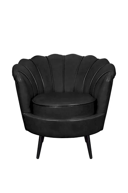 Низкое кресло ракушка Pearl Black V2 на черных ножках в Екатеринбурге Низкое кресло ракушка Pearl Black V2 на черных ножках