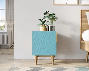 красивые Тумбочка с дверкой "Лайн (Line)" LN08/GR1/blue на заказ