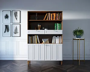 красивые Стеллаж широкий двухстворчатый "Андерсен (Andersen)" арт AN17WH в интернет-магазине