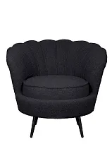 купить стильное Низкое кресло ракушка Pearl Black Boucle на черных ножках