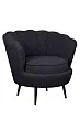 Низкое кресло ракушка Pearl Black Boucle на черных ножках №1
