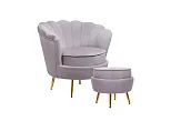 Кресло с пуфом ракушка Pearl Grey №1 в Екатеринбурге